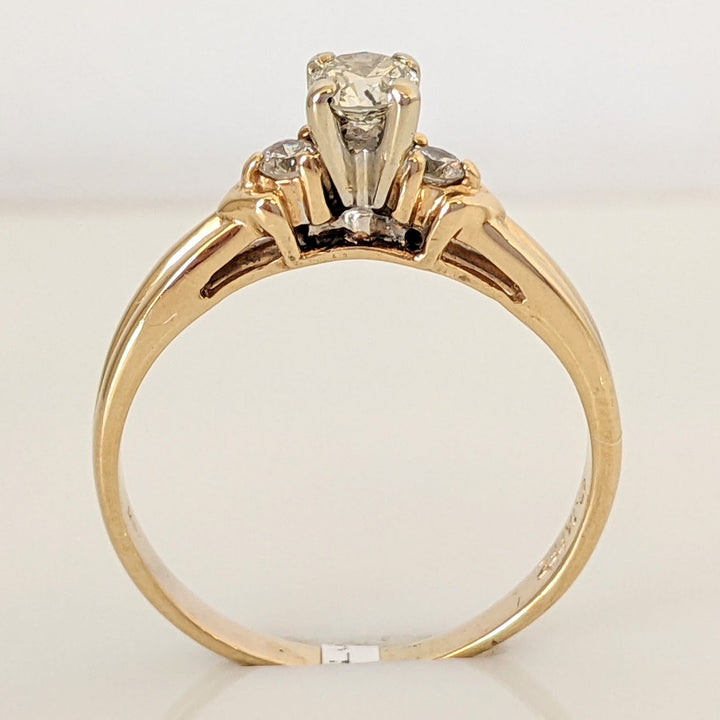 14K .40 CARAT TOTAL WEIGHT SI2 H DIAMOND ROUND (3) TRINITY ESTATE RING 3.3 GRAMS