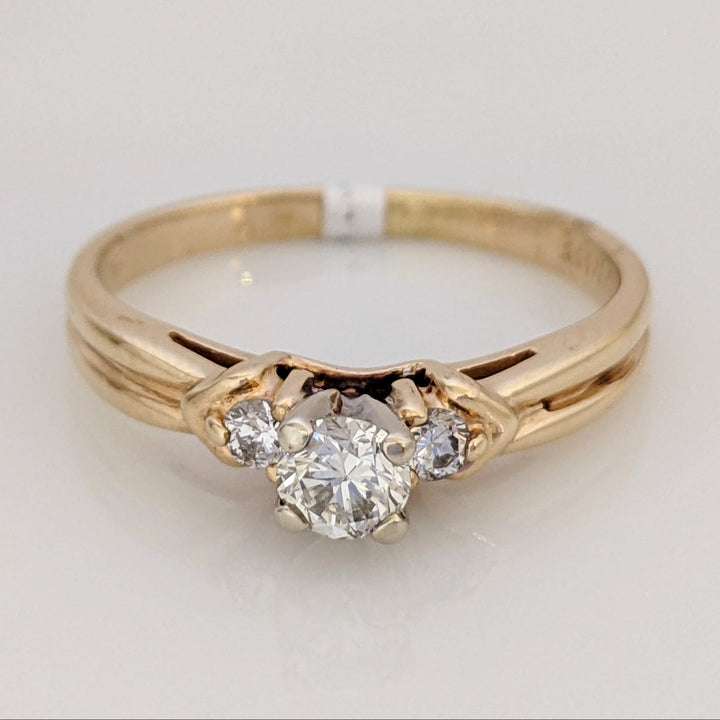 14K .40 CARAT TOTAL WEIGHT SI2 H DIAMOND ROUND (3) TRINITY ESTATE RING 3.3 GRAMS