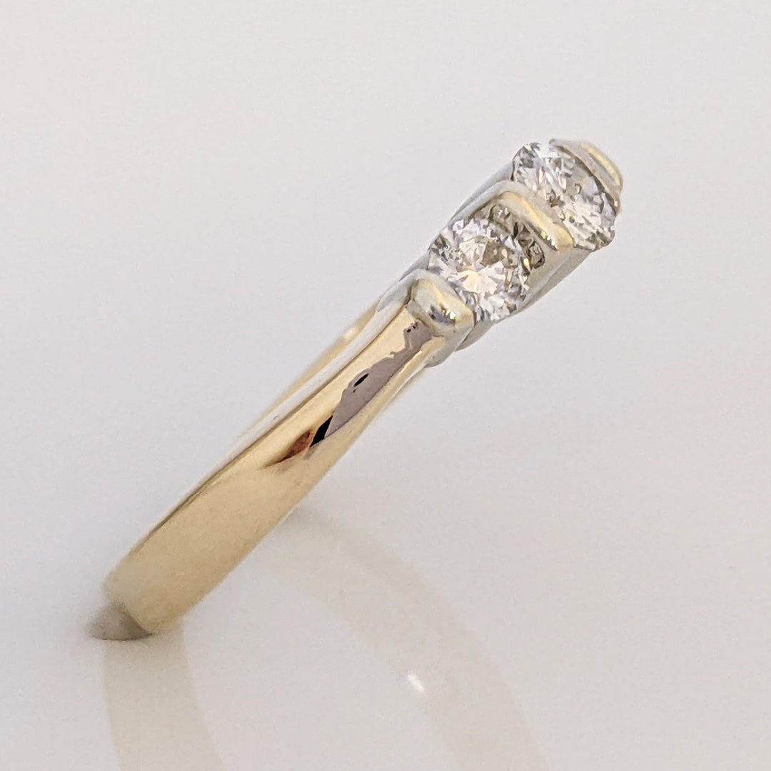 14K .50 CARAT TOTAL WEIGHT SI1 F DIAMOND ROUND (3) BAR SET TRINITY ESTATE RING 4.1 GRAMS