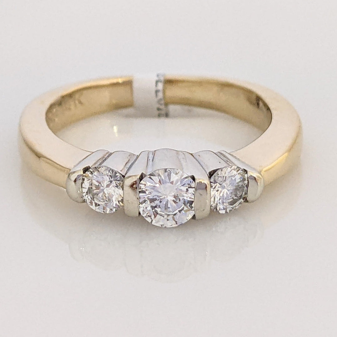 14K .50 CARAT TOTAL WEIGHT SI1 F DIAMOND ROUND (3) BAR SET TRINITY ESTATE RING 4.1 GRAMS