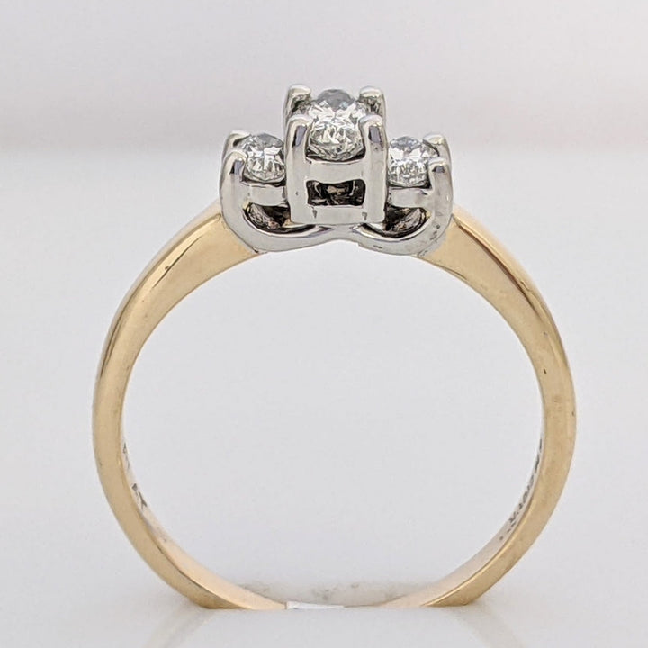 14K/ PLATINUM .50 CARAT TOTAL WEIGHT SI3-I1 I DIAMOND OVAL TRINITY ESTATE RING 2.8 GRAMS