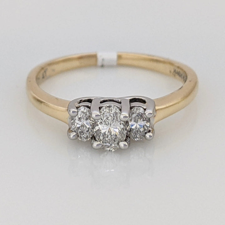 14K/ PLATINUM .50 CARAT TOTAL WEIGHT SI3-I1 I DIAMOND OVAL TRINITY ESTATE RING 2.8 GRAMS