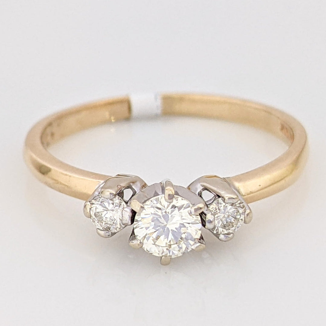 14K .47 CARAT TOTAL WEIGHT VS1 H ROUND DIAMOND (3) TRINITY ESTATE RING 2.3 GRAMS