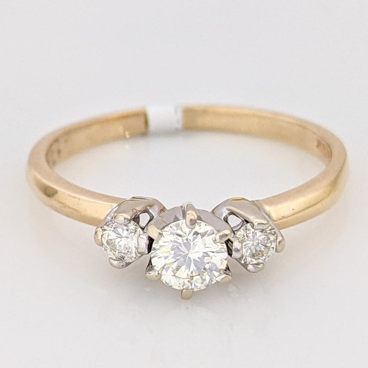 14K .47 CARAT TOTAL WEIGHT VS1 H ROUND DIAMOND (3) TRINITY ESTATE RING 2.3 GRAMS