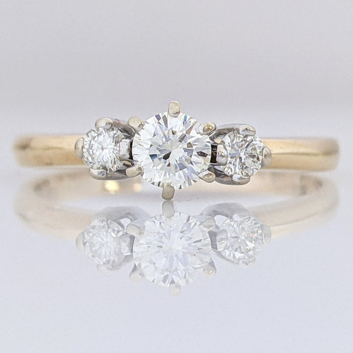 14K .47 CARAT TOTAL WEIGHT VS1 H ROUND DIAMOND (3) TRINITY ESTATE RING 2.3 GRAMS