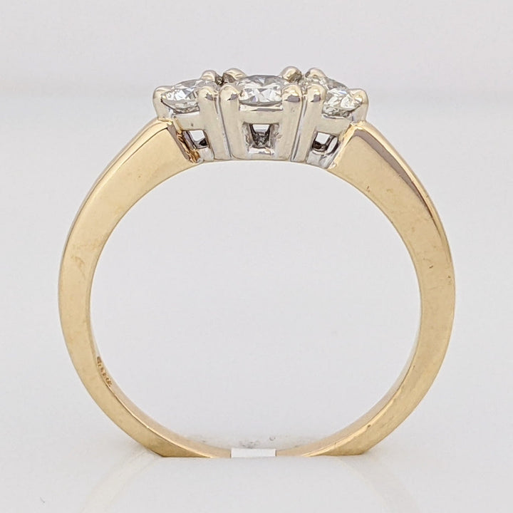 14K .44 CARAT TOTAL WEIGHT SI1 G DIAMOND ROUND (3) TRINITY ESTATE RING 2.3 GRAMS