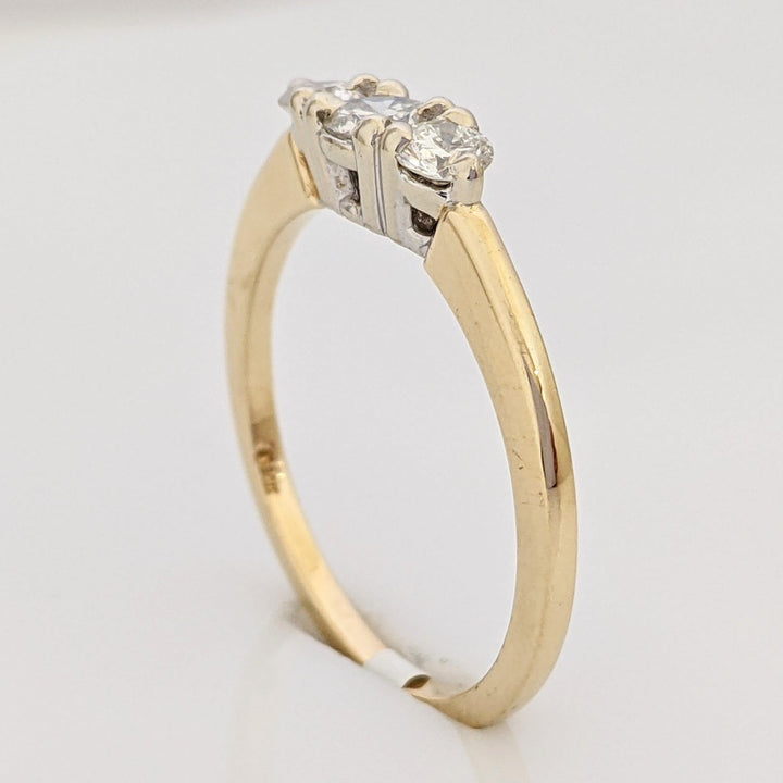 14K .44 CARAT TOTAL WEIGHT SI1 G DIAMOND ROUND (3) TRINITY ESTATE RING 2.3 GRAMS