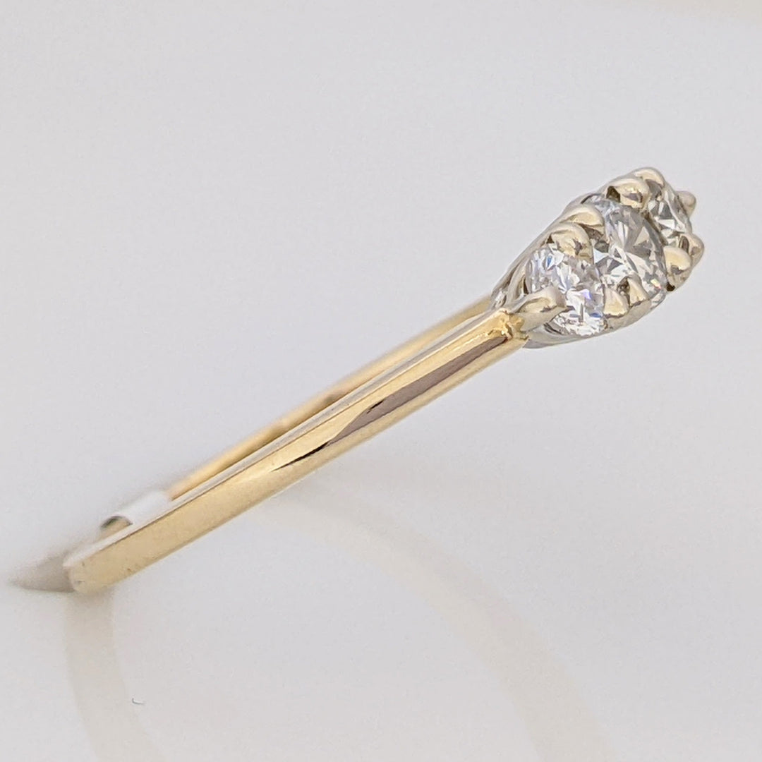 14K .44 CARAT TOTAL WEIGHT SI1 G DIAMOND ROUND (3) TRINITY ESTATE RING 2.3 GRAMS