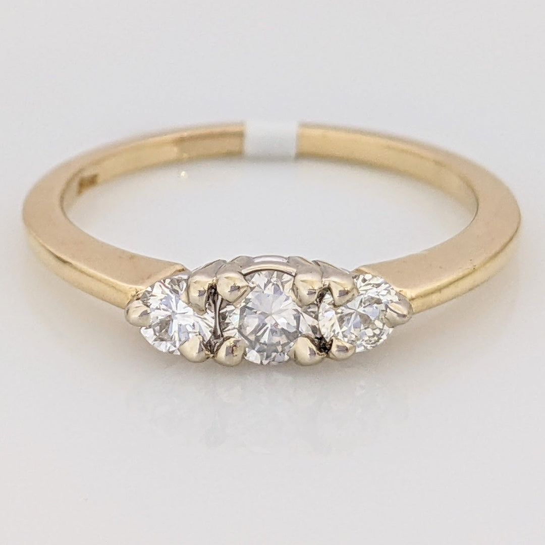 14K .44 CARAT TOTAL WEIGHT SI1 G DIAMOND ROUND (3) TRINITY ESTATE RING 2.3 GRAMS