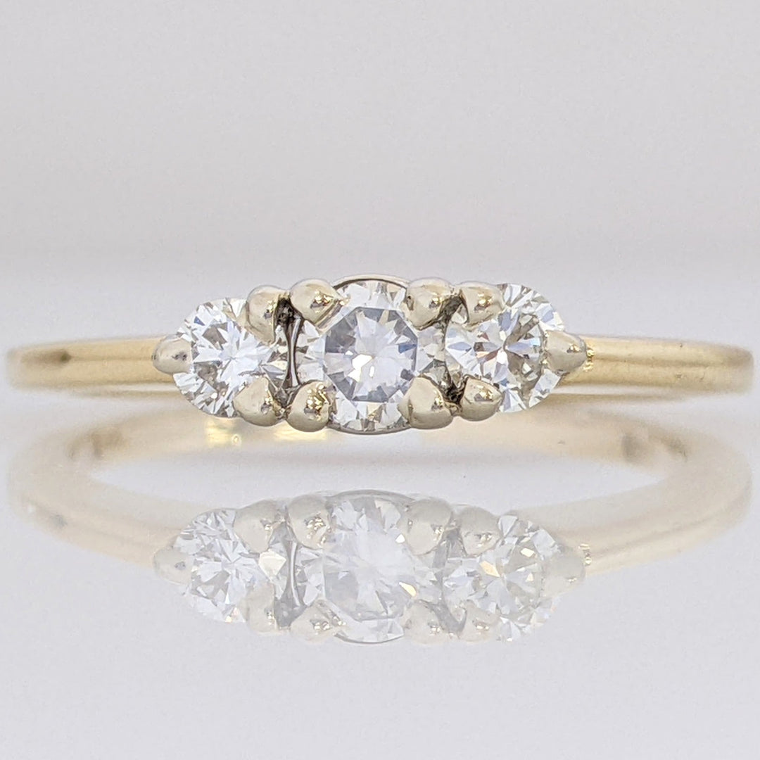 14K .44 CARAT TOTAL WEIGHT SI1 G DIAMOND ROUND (3) TRINITY ESTATE RING 2.3 GRAMS