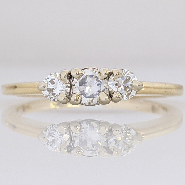 14K .44 CARAT TOTAL WEIGHT SI1 G DIAMOND ROUND (3) TRINITY ESTATE RING 2.3 GRAMS