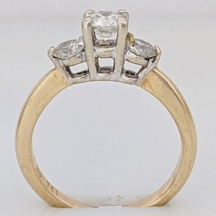 14K .53 CARAT TOTAL WEIGHT I1 F DIAMOND ROUND (3) TRINITY ESTATE RING 2.3 GRAMS
