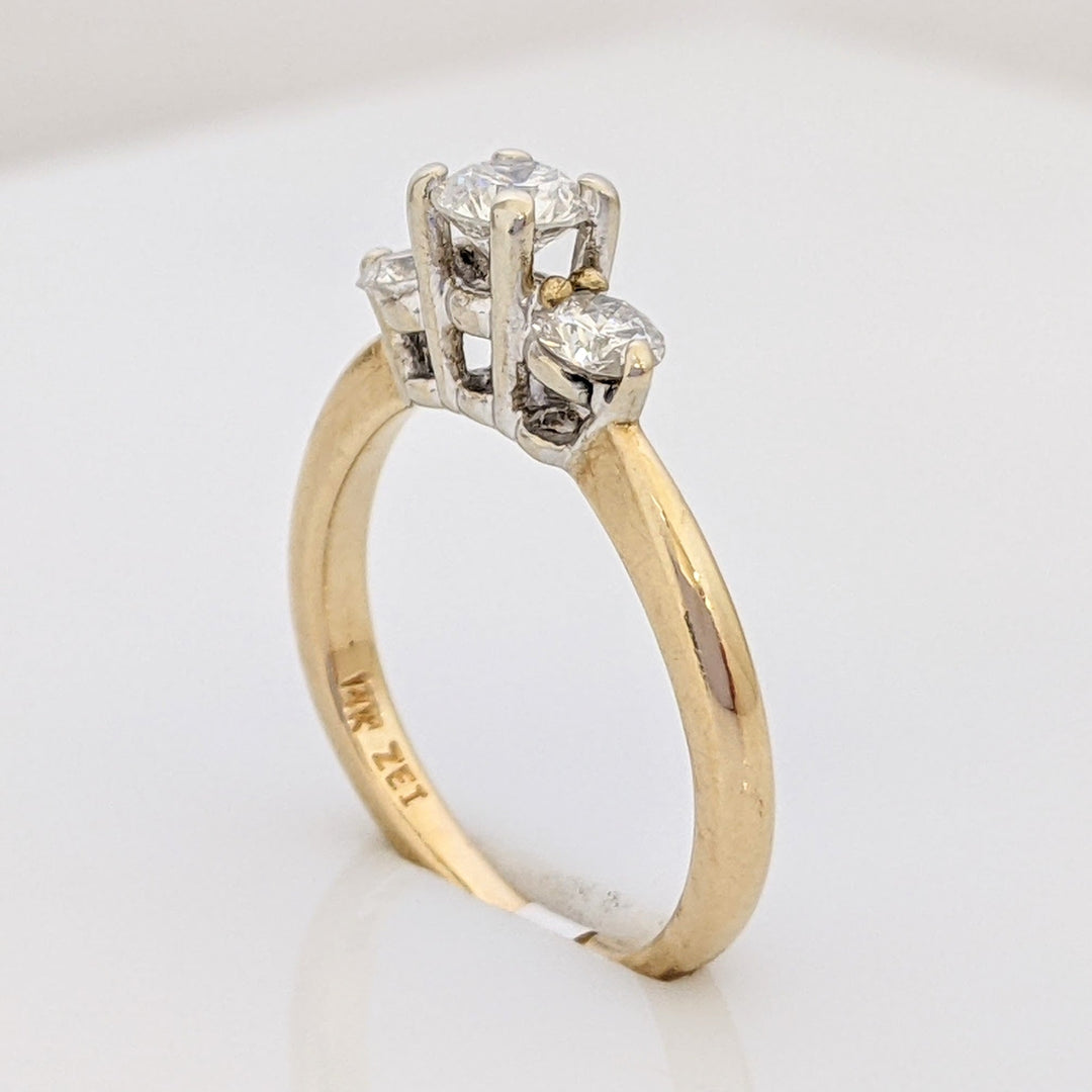 14K .53 CARAT TOTAL WEIGHT I1 F DIAMOND ROUND (3) TRINITY ESTATE RING 2.3 GRAMS