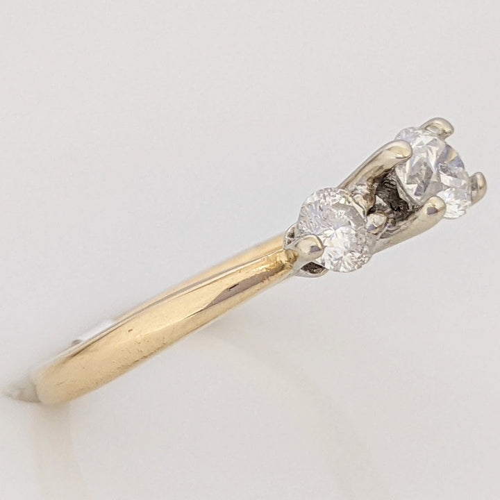 14K .53 CARAT TOTAL WEIGHT I1 F DIAMOND ROUND (3) TRINITY ESTATE RING 2.3 GRAMS