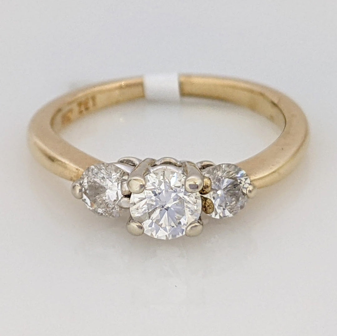 14K .53 CARAT TOTAL WEIGHT I1 F DIAMOND ROUND (3) TRINITY ESTATE RING 2.3 GRAMS