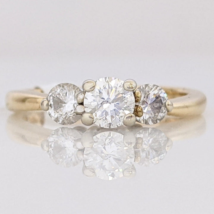 14K .53 CARAT TOTAL WEIGHT I1 F DIAMOND ROUND (3) TRINITY ESTATE RING 2.3 GRAMS
