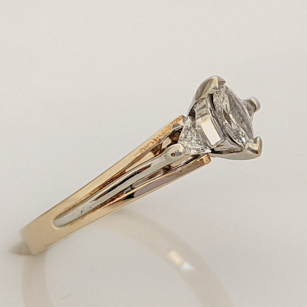 14K .30 CARAT TOTAL WEIGHT MARQUISE DIAMOND WITH (2) TRILLION CUT ESTATE RING 2.8 GRAMS