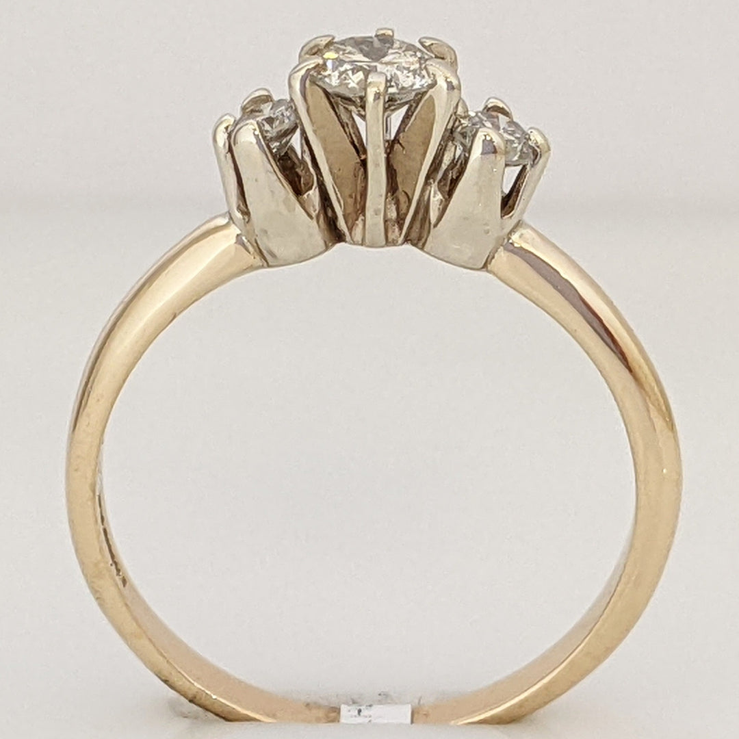14K .42 CARAT TOTAL WEIGHT SI2 J DIAMOND ROUND (3) TRINITY ESTATE RING 2.3 GRAMS