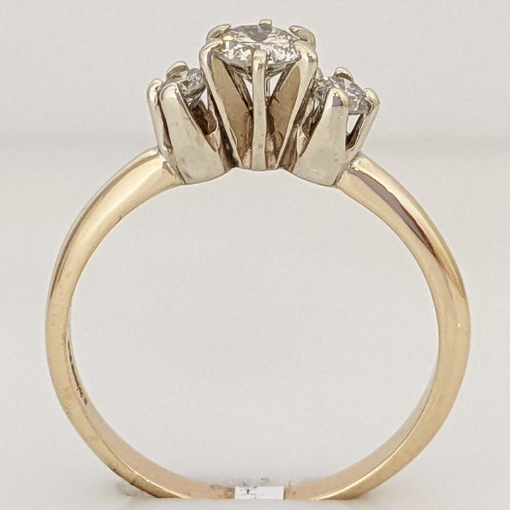 14K .42 CARAT TOTAL WEIGHT SI2 J DIAMOND ROUND (3) TRINITY ESTATE RING 2.3 GRAMS