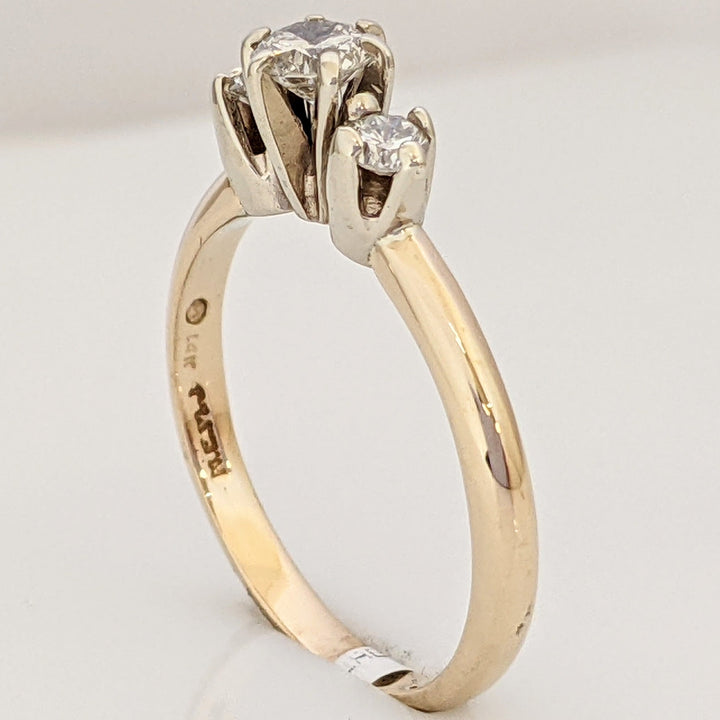 14K .42 CARAT TOTAL WEIGHT SI2 J DIAMOND ROUND (3) TRINITY ESTATE RING 2.3 GRAMS