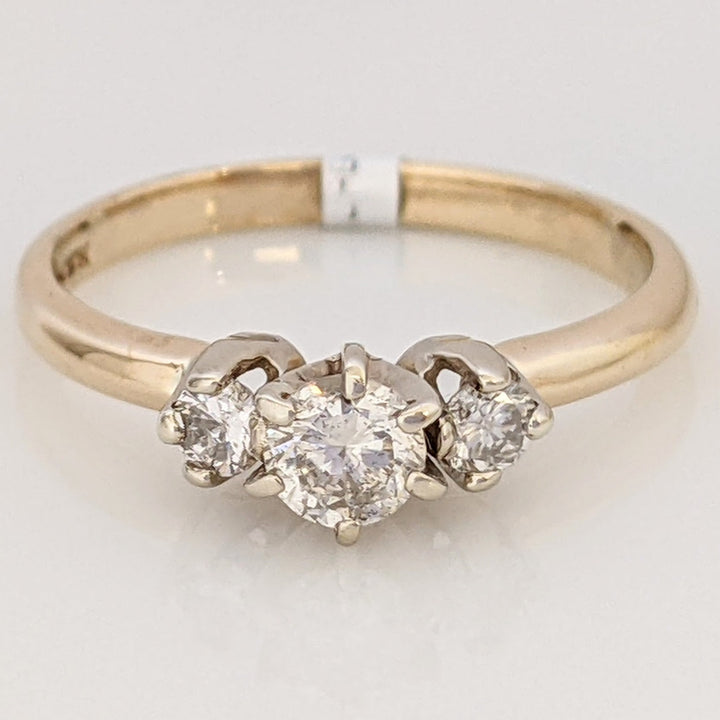 14K .42 CARAT TOTAL WEIGHT SI2 J DIAMOND ROUND (3) TRINITY ESTATE RING 2.3 GRAMS