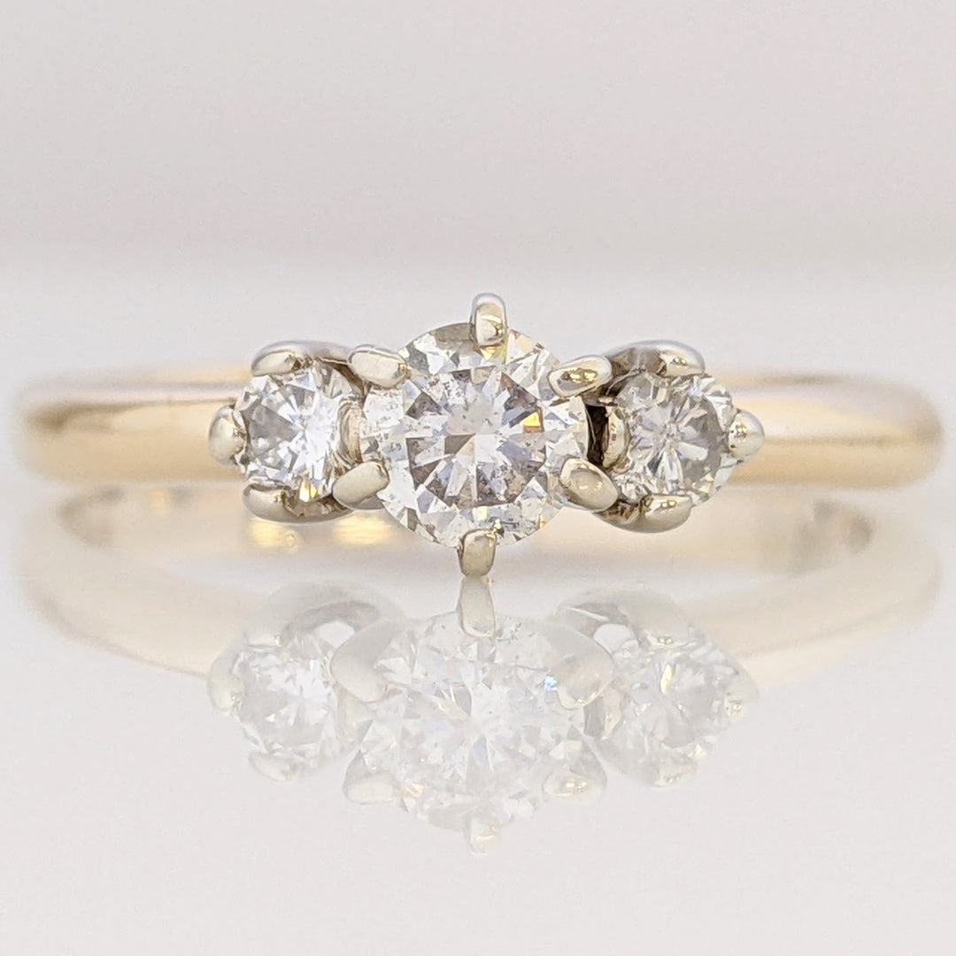 14K .42 CARAT TOTAL WEIGHT SI2 J DIAMOND ROUND (3) TRINITY ESTATE RING 2.3 GRAMS