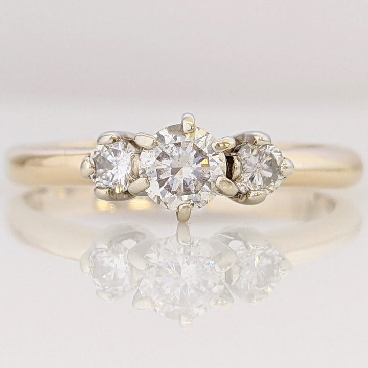 14K .42 CARAT TOTAL WEIGHT SI2 J DIAMOND ROUND (3) TRINITY ESTATE RING 2.3 GRAMS