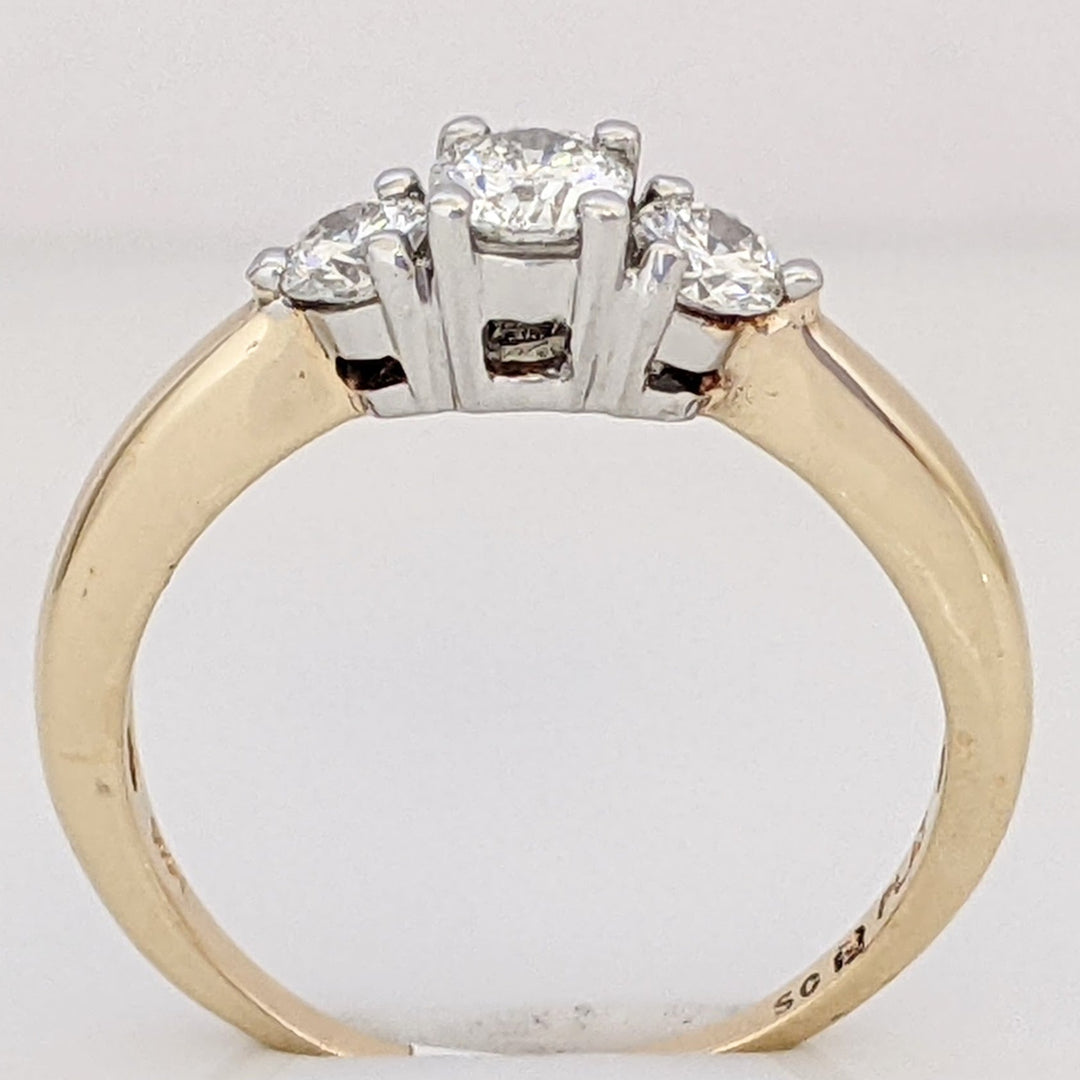 14K .48 CARAT TOTAL WEIGHT SI2-I1 G-H DIAMOND ROUND TRINITY ESTATE RING 2.7 GRAMS