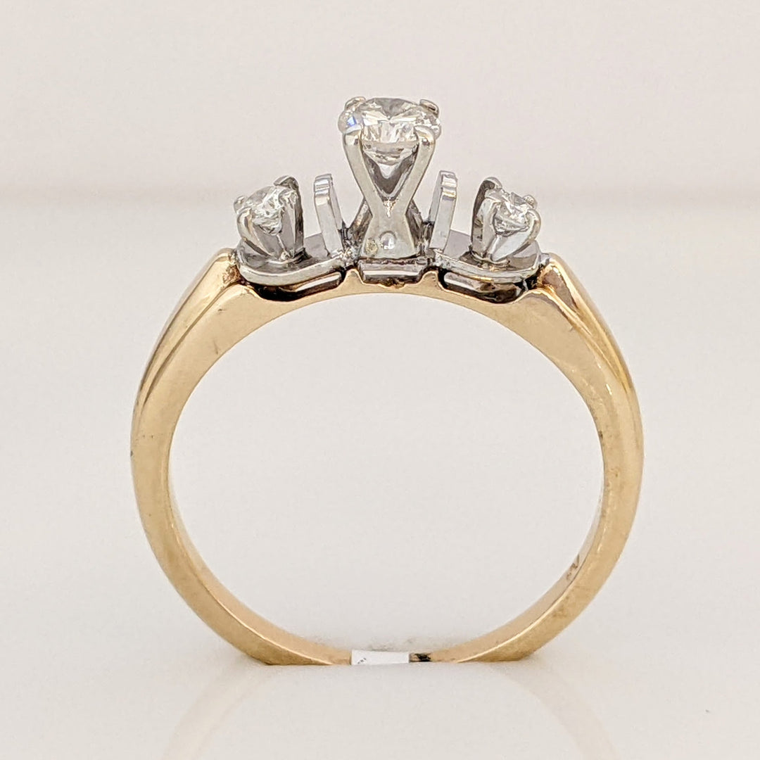 14K .33 CARAT TOTAL WEIGHT VS2 H DIAMOND ROUND (3) TRINITY ESTATE RING 2.9 GRAMS