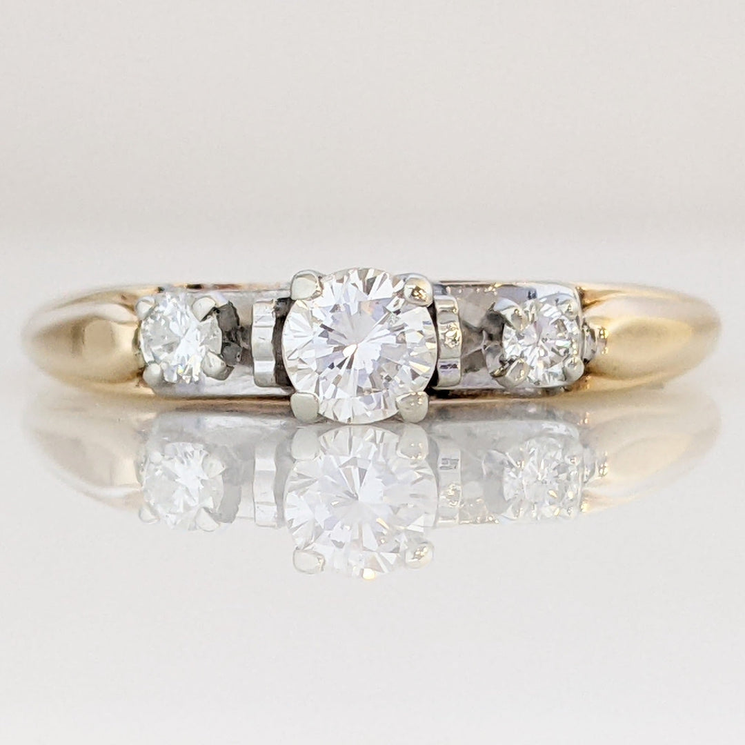14K .33 CARAT TOTAL WEIGHT VS2 H DIAMOND ROUND (3) TRINITY ESTATE RING 2.9 GRAMS