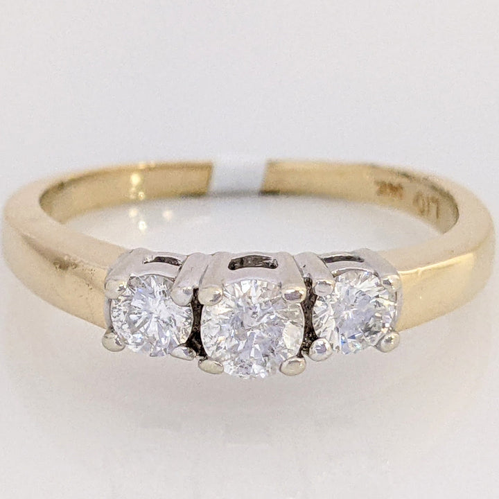 14K .46 CARAT TOTAL WEIGHT I2 G DIAMOND ROUND (3) TRINITY ESTATE RING 3.2 GRAMS