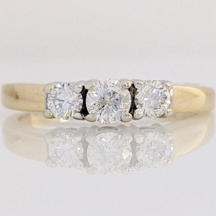 14K .46 CARAT TOTAL WEIGHT I2 G DIAMOND ROUND (3) TRINITY ESTATE RING 3.2 GRAMS
