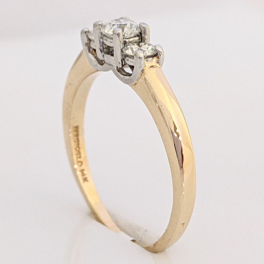14K .40 CARAT TOTAL WEIGHT SI2 G DIAMOND ROUND (3) TRINITY ESTATE RING 2.9 GRAMS