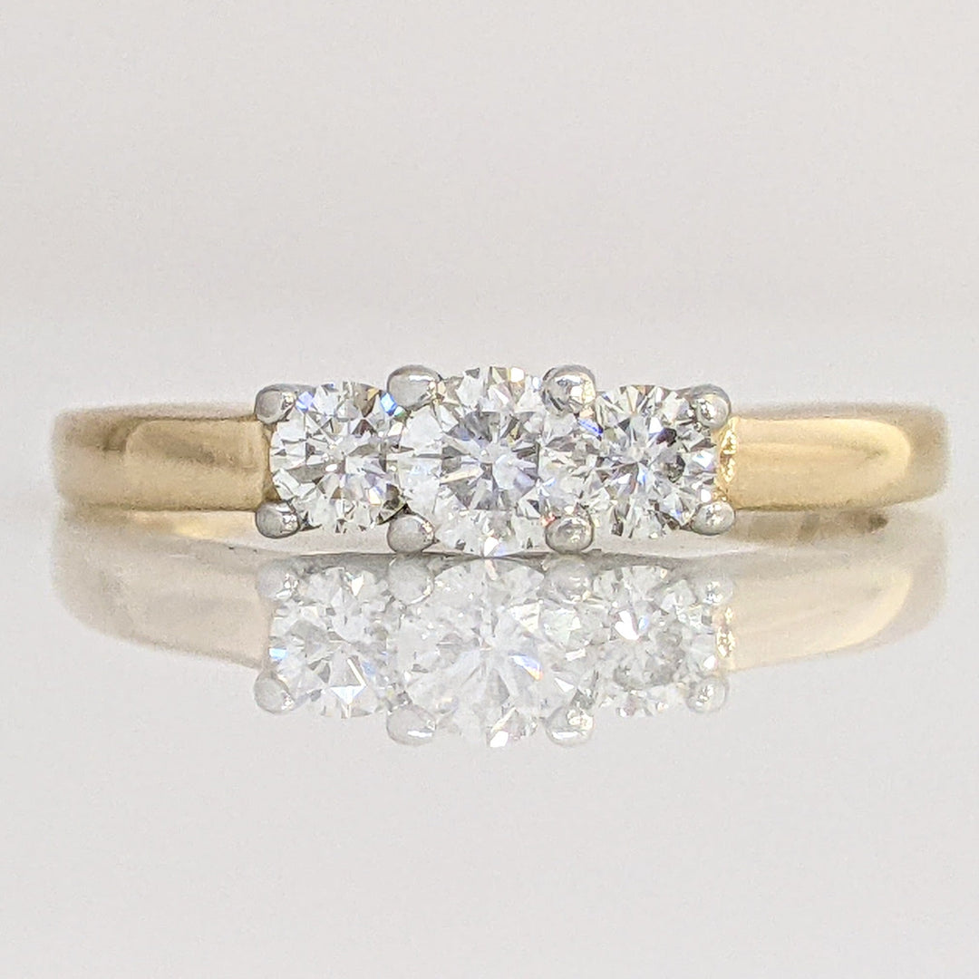 14K .40 CARAT TOTAL WEIGHT SI2 G DIAMOND ROUND (3) TRINITY ESTATE RING 2.9 GRAMS