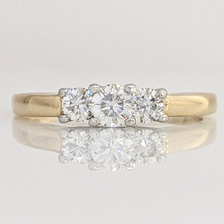 14K .40 CARAT TOTAL WEIGHT SI2 G DIAMOND ROUND (3) TRINITY ESTATE RING 2.9 GRAMS