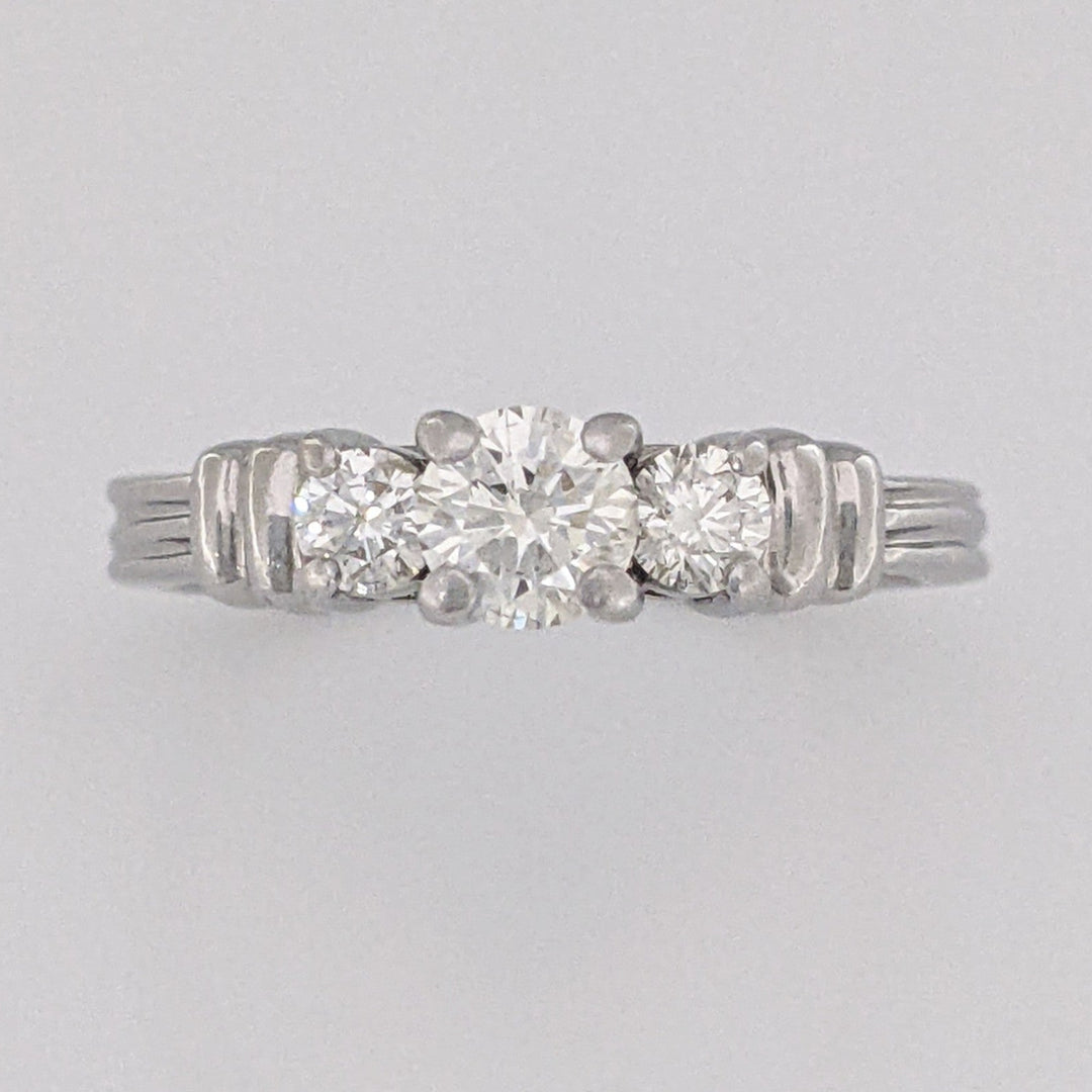 PLATINUM .44 CARAT TOTAL WEIGHT SI2 I DIAMOND ROUND (3) TRINITY ESTATE RING 4.4 GRAMS