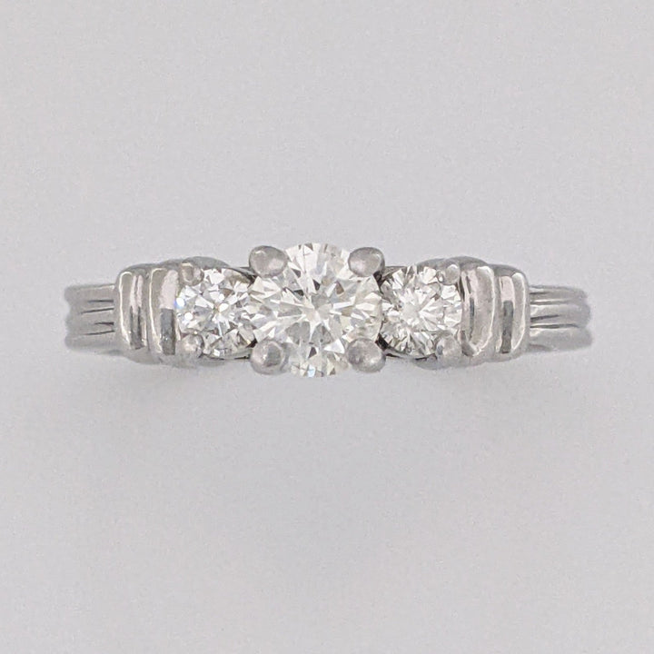 PLATINUM .44 CARAT TOTAL WEIGHT SI2 I DIAMOND ROUND (3) TRINITY ESTATE RING 4.4 GRAMS