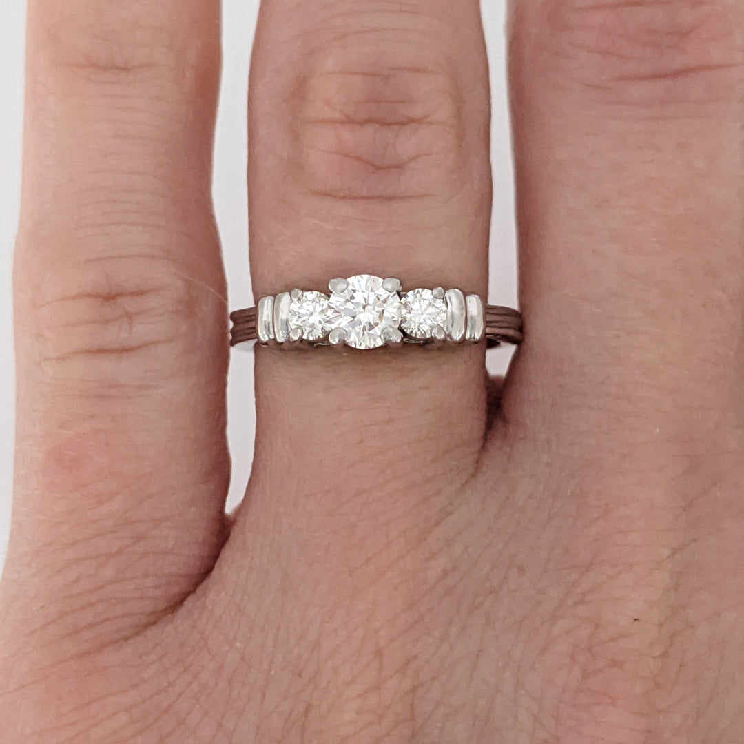 PLATINUM .44 CARAT TOTAL WEIGHT SI2 I DIAMOND ROUND (3) TRINITY ESTATE RING 4.4 GRAMS