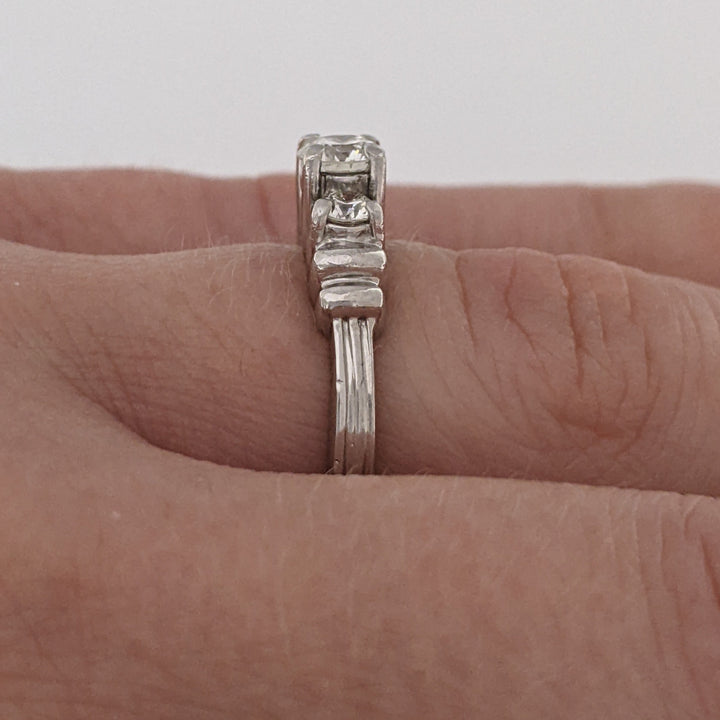 PLATINUM .44 CARAT TOTAL WEIGHT SI2 I DIAMOND ROUND (3) TRINITY ESTATE RING 4.4 GRAMS