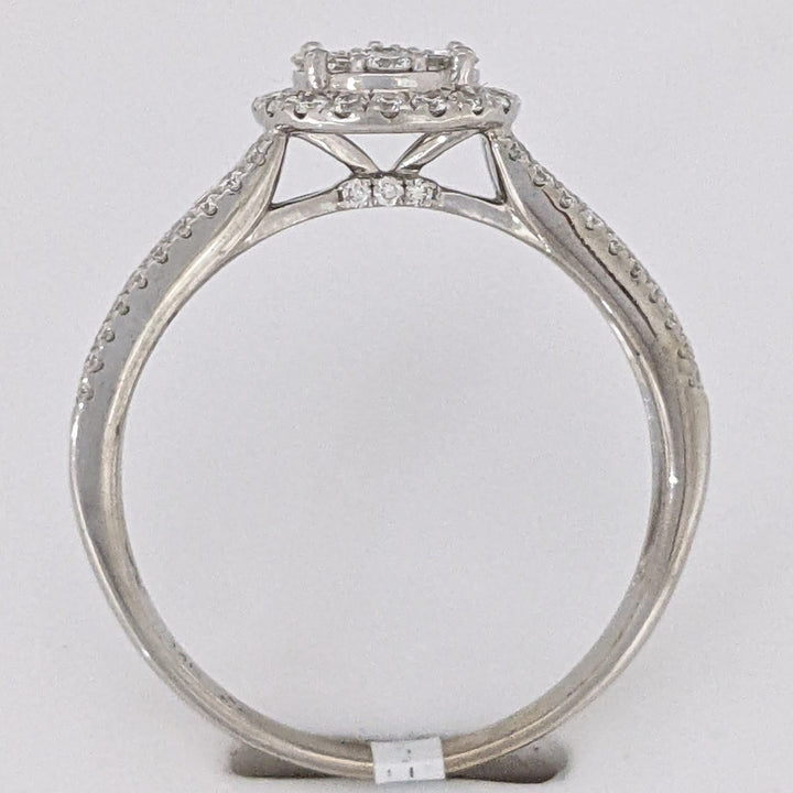 14K WHITE .96 CARAT TOTAL WEIGHT SI1-SI2 H DIAMOND ROUND (69) EMERALD CUT (16) ESTATE RING 3.7 GRAMS