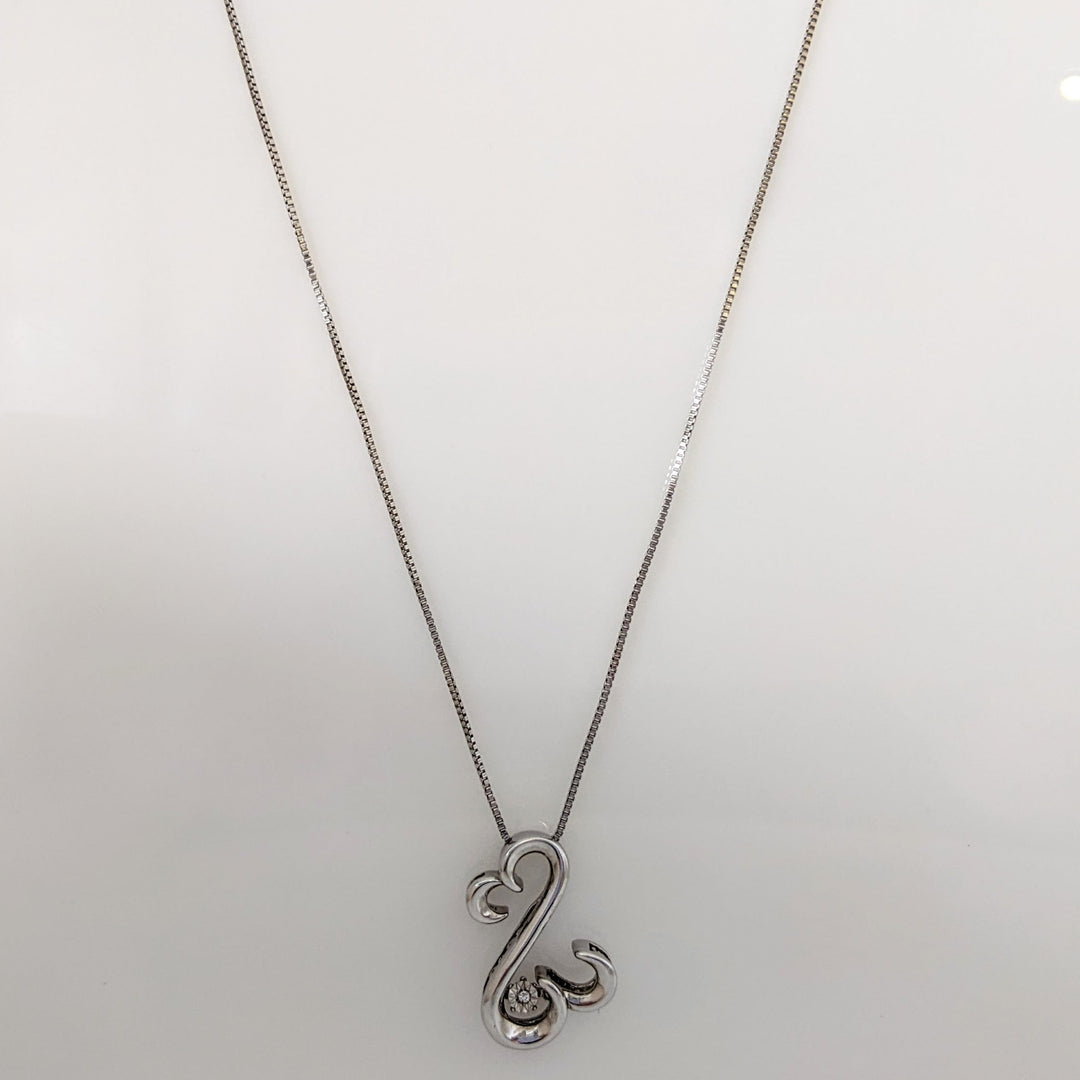 STERLING SILVER DIAMOND ROUND OPEN HEART JANE SEYMOUR ESTATE PENDANT & CHAIN  4.2 GRAMS