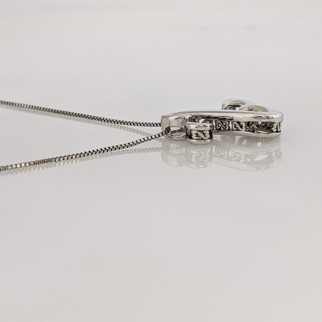 STERLING SILVER DIAMOND ROUND OPEN HEART JANE SEYMOUR ESTATE PENDANT & CHAIN  4.2 GRAMS