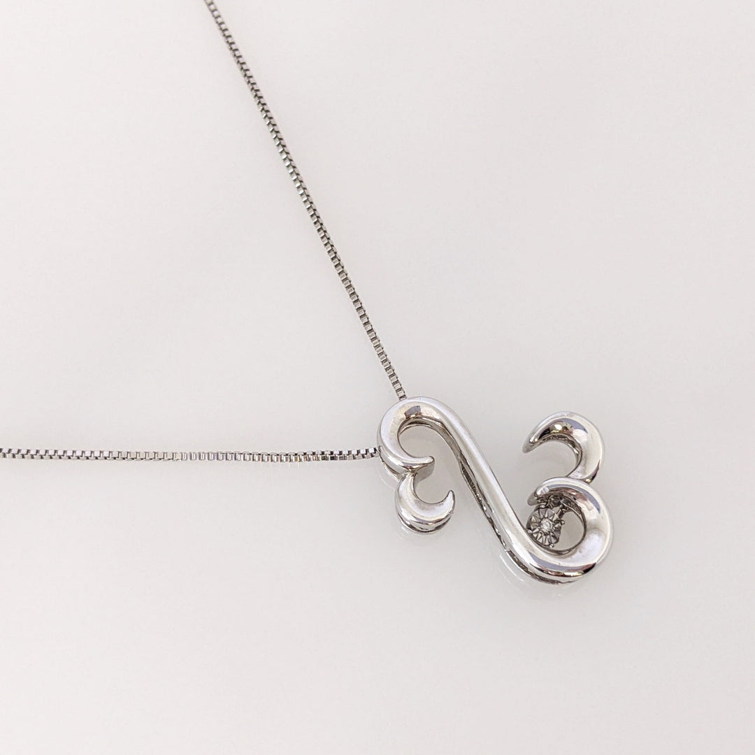 STERLING SILVER DIAMOND ROUND OPEN HEART JANE SEYMOUR ESTATE PENDANT & CHAIN  4.2 GRAMS