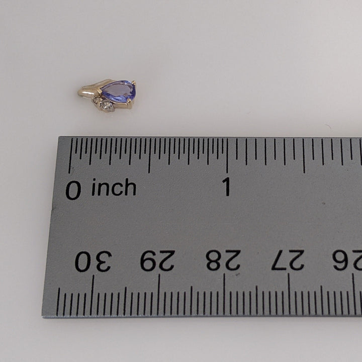 14K IOLITE PEAR 4X5 (2) WITH (4) MELEE ESTATE EARRINGS 1.3 GRAMS