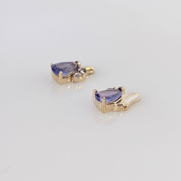 14K IOLITE PEAR 4X5 (2) WITH (4) MELEE ESTATE EARRINGS 1.3 GRAMS