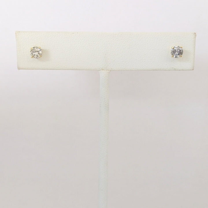 10K .60 CARAT TOTAL WEIGHT I2 J DIAMOND ROUND ESTATE STUD EARRINGS 0.5 GRAMS