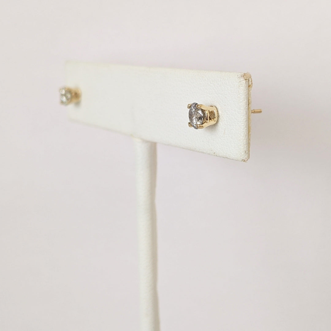 10K .60 CARAT TOTAL WEIGHT I2 J DIAMOND ROUND ESTATE STUD EARRINGS 0.5 GRAMS