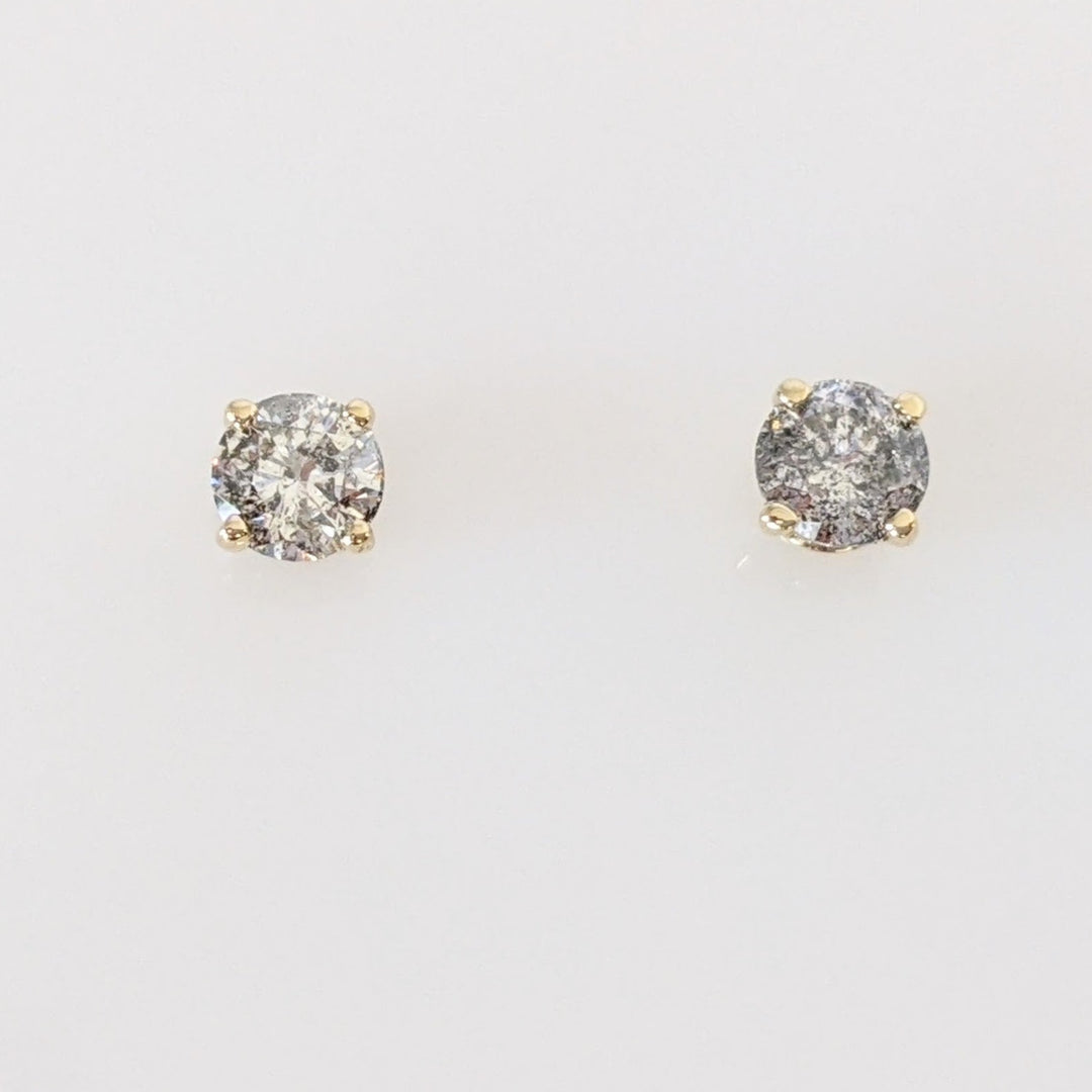 10K .60 CARAT TOTAL WEIGHT I2 J DIAMOND ROUND ESTATE STUD EARRINGS 0.5 GRAMS