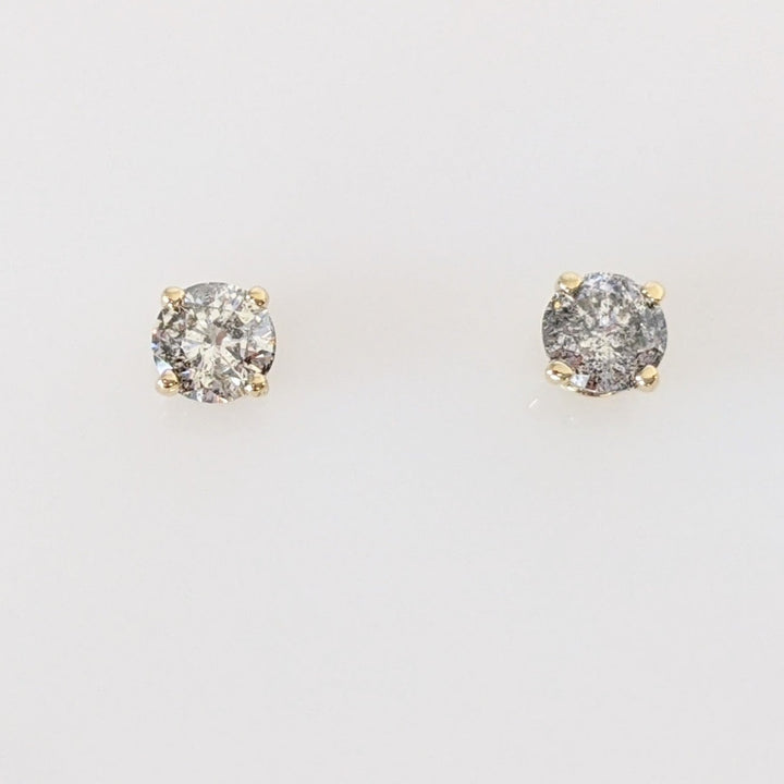 10K .60 CARAT TOTAL WEIGHT I2 J DIAMOND ROUND ESTATE STUD EARRINGS 0.5 GRAMS