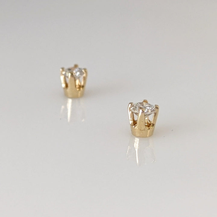 14K .14 CARAT TOTAL WEIGHT SI2 H DIAMOND ROUND ESTATE STUD EARRINGS 0.3 GRAMS